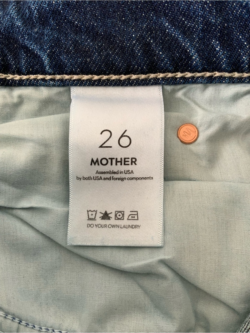 MOTHER SUPERIOR Jeans Lil’ Mother Lil’ Spitfire Nerdy Cuff Blue Size 26 - Picture 10 of 14